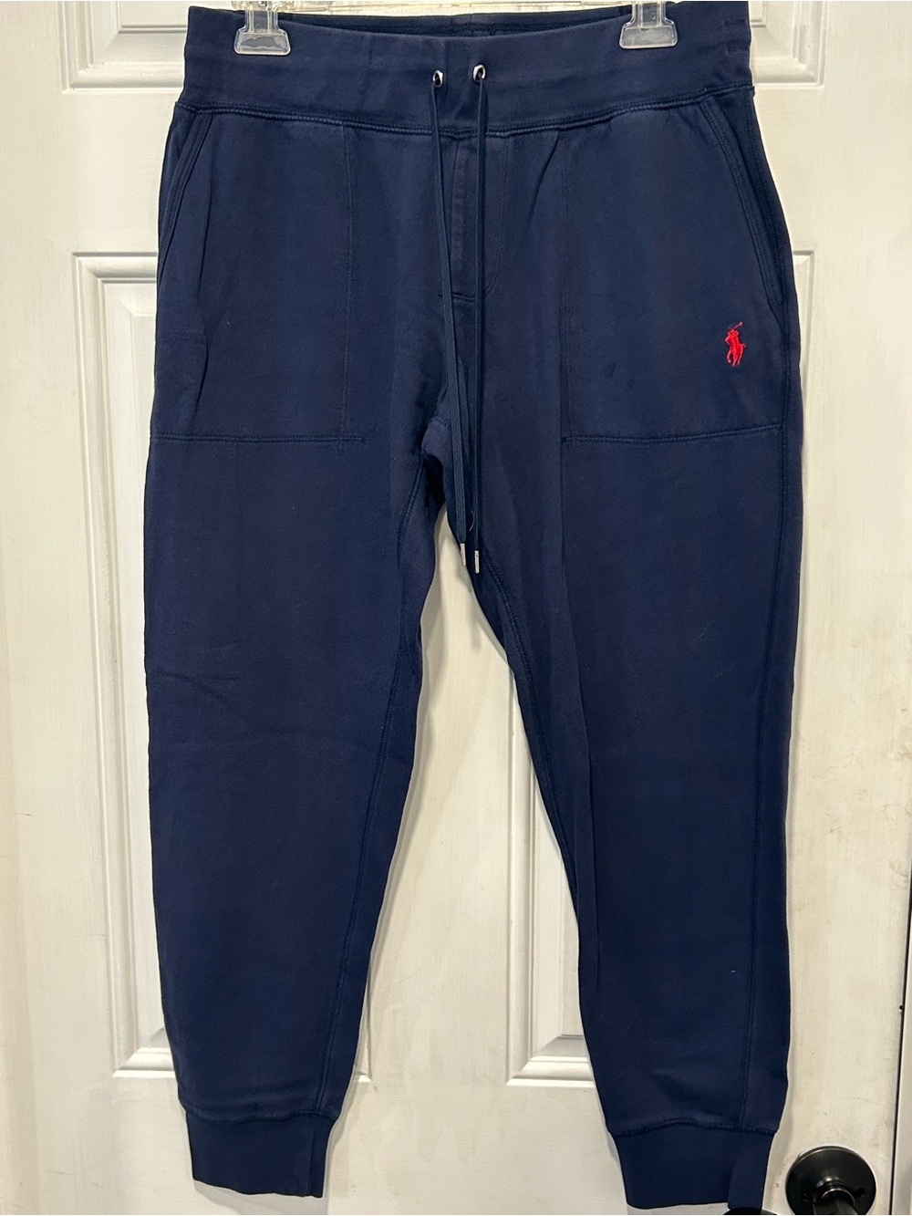 Polo Ralph Lauren Men's Fleece Jogger Sweatpants Navy Blue Red Pony Size Medium